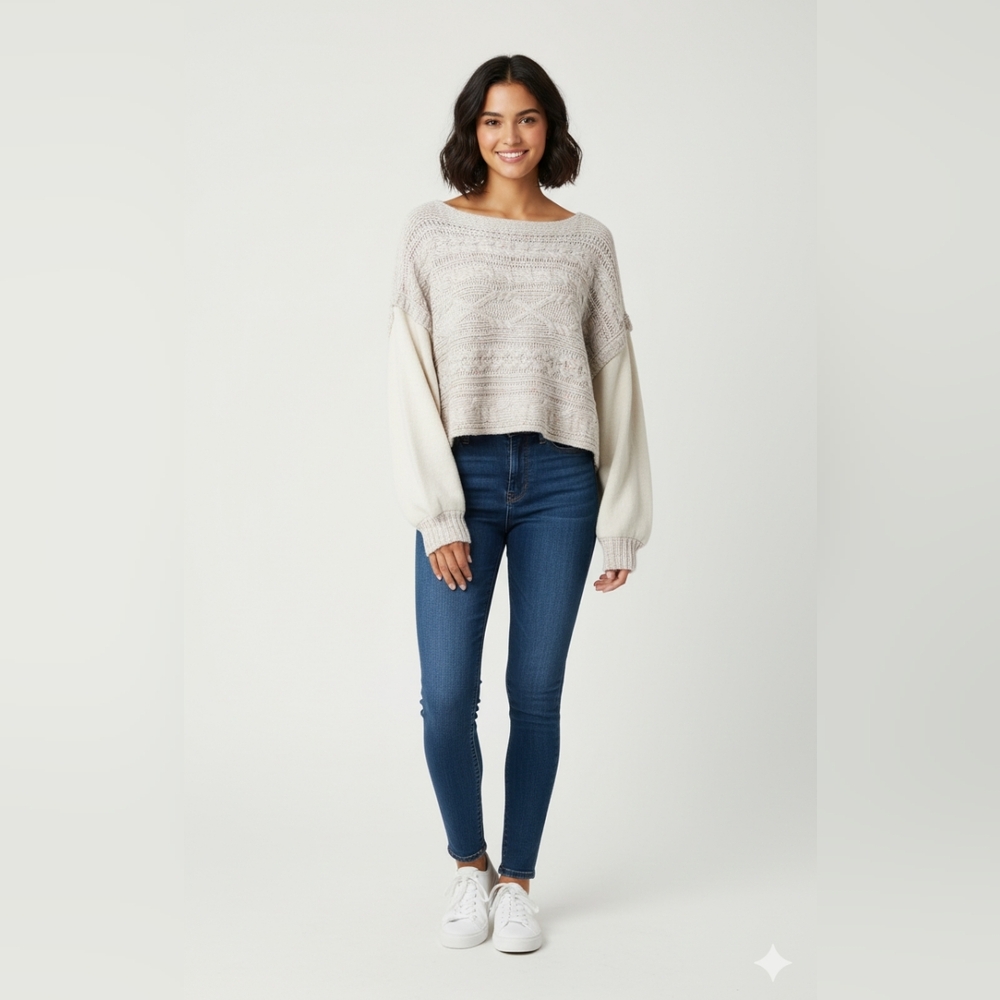 FREE PEOPLE WOMEN'SHELL WHITE CROCHET COMBO SIZE LARGE